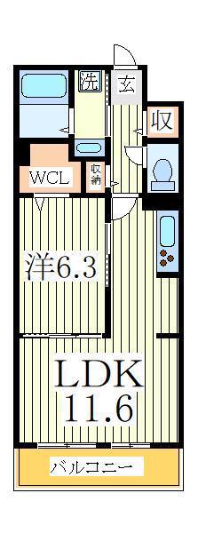 クオーレD(1LDK/2階)の間取り写真