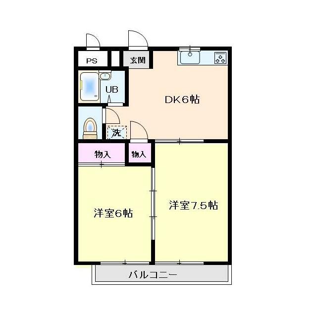 ハイツ小石川(2DK/3階)の間取り写真