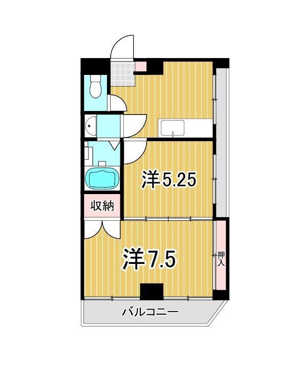 プランドールウエダ(2K/4階)の間取り写真