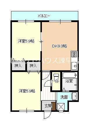 グローリー小船越II(2DK/8階)の間取り写真