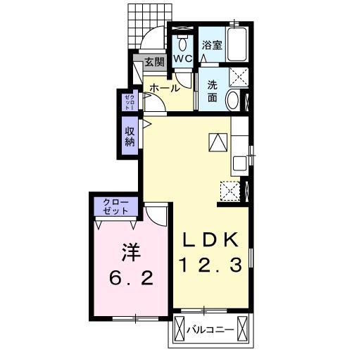 プレザントII(1LDK/1階)の間取り写真