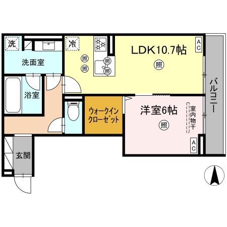 LUVERIA(1LDK/2階)の間取り写真