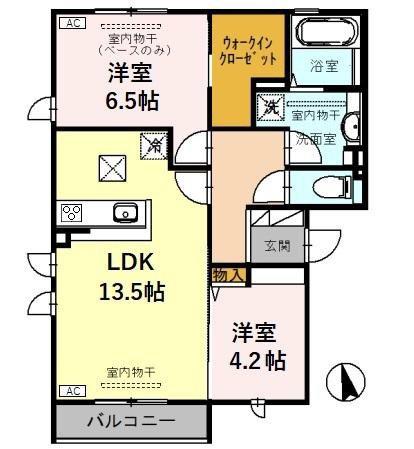 ＩＲいしかわ鉄道 野々市駅(ＩＲ) 徒歩43分 3階建 築7年(2LDK/1階)の間取り写真