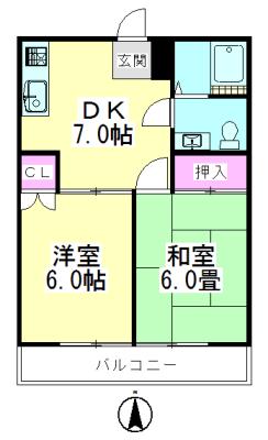 MIRARK(2DK/2階)の間取り写真