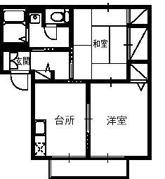 フォレスタ八木田 A(2DK/1階)の間取り写真