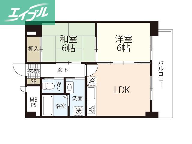 アンブシュール京橋(2LDK/7階)の間取り写真