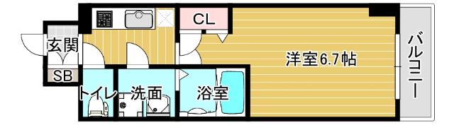 ジュネーゼグラン 弁天町(1K/10階)の間取り写真
