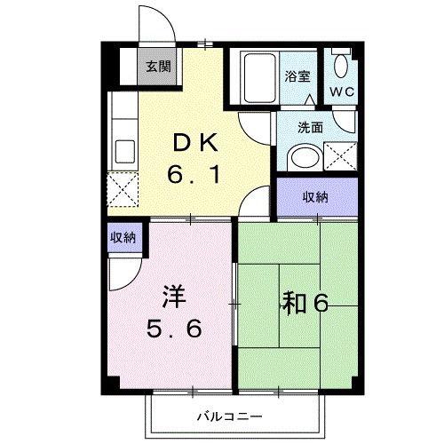 ボヌールみき(2DK/2階)の間取り写真