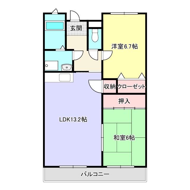 メゾンソレイユ(2LDK/3階)の間取り写真