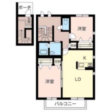 ヴィラ―チェ東山(2LDK/2階)の間取り写真