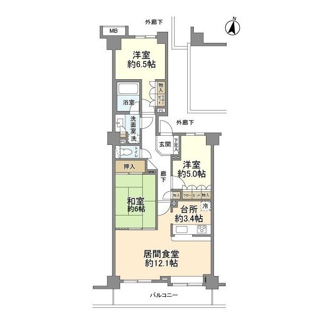 藤和シティホームズ市ヶ尾駅前(3LDK/2階)の間取り写真