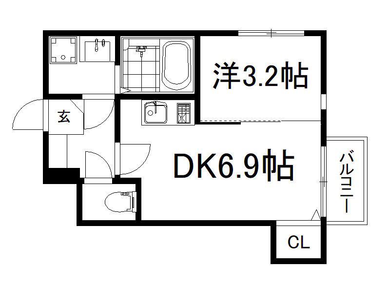 ハーモニーテラス深草坊町(1DK/1階)の間取り写真