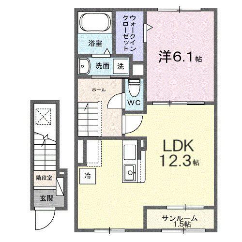 シリウス(1LDK/2階)の間取り写真
