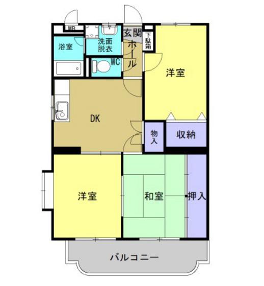 ブライトコートI(3DK/2階)の間取り写真