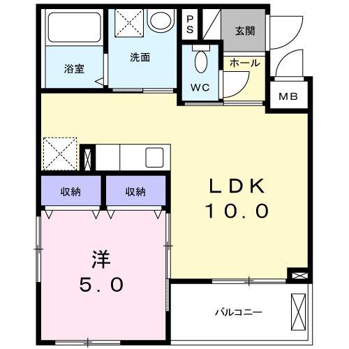 メゾン ヒュッゲ(1LDK/1階)の間取り写真