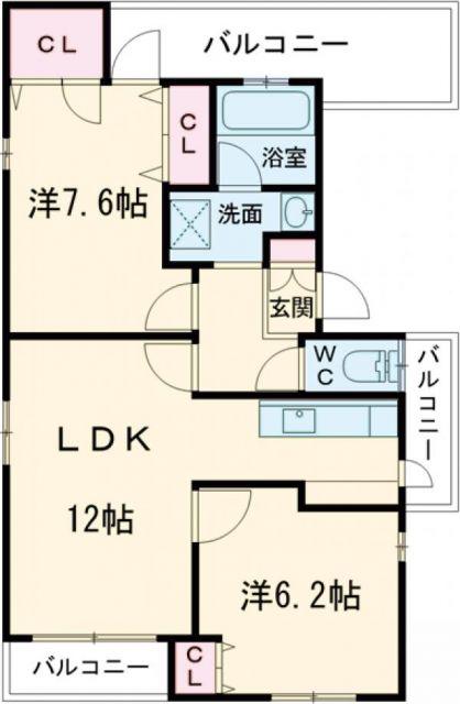 リフュージュ本山(2LDK/3階)の間取り写真