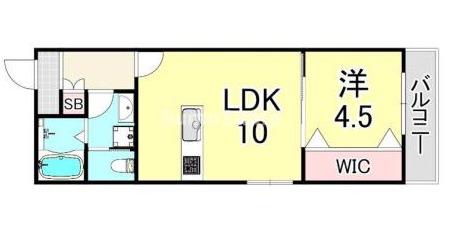 ソリティア西宮(1LDK/2階)の間取り写真