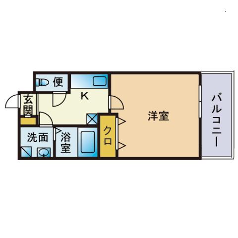 エンクレスト博多駅前Ⅲ(1K/2階)の間取り写真