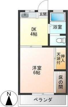 コーポおおやま(1DK/2階)の間取り写真