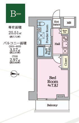 HYS KAMEARI(1K/5階)の間取り写真