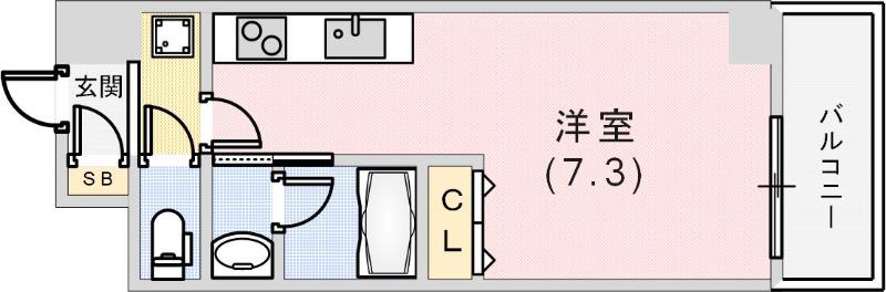 S-FORT神戸小河通(1K/3階)の間取り写真
