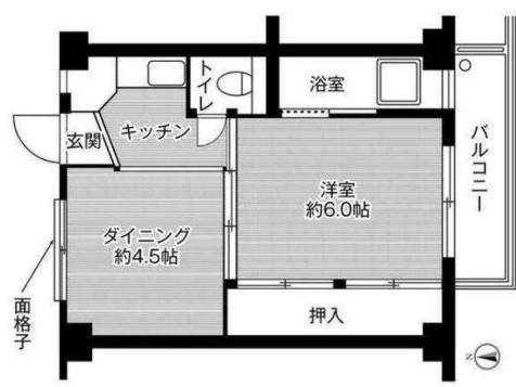 ビレッジハウス槌ケ原(1DK/4階)の間取り写真