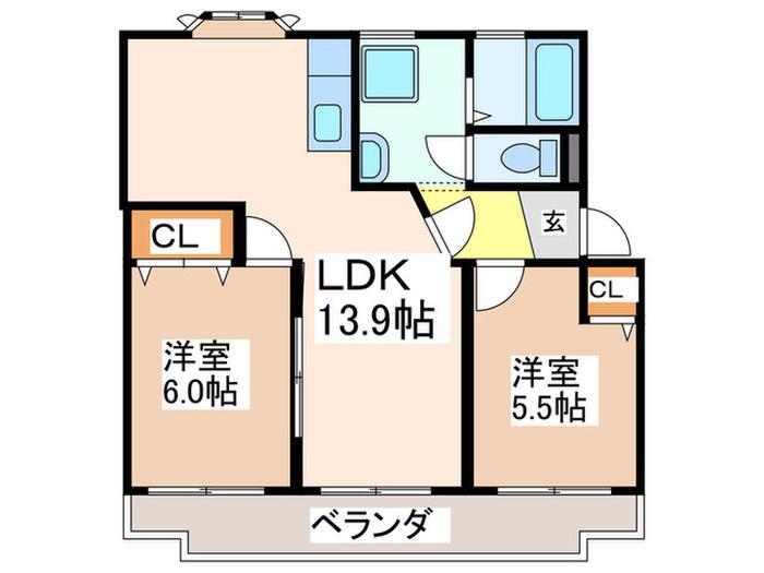 MIYAマンション(2LDK/3階)の間取り写真