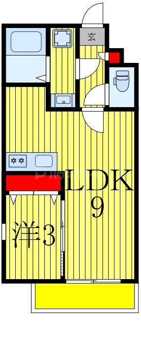 ジーメゾン我孫子セレニテ(1LDK/2階)の間取り写真