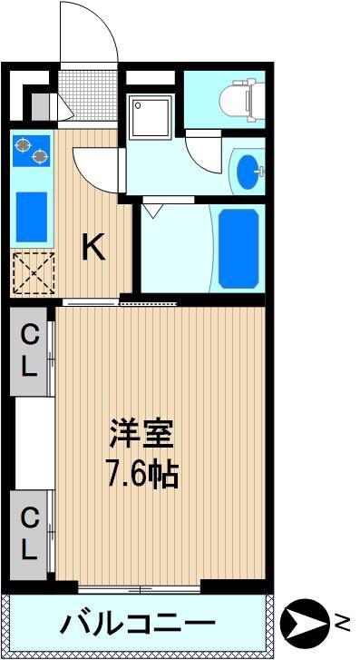リブリ・江ヶ崎(1K/1階)の間取り写真