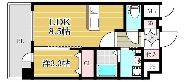 HGS山王南(1LDK/6階)の間取り写真