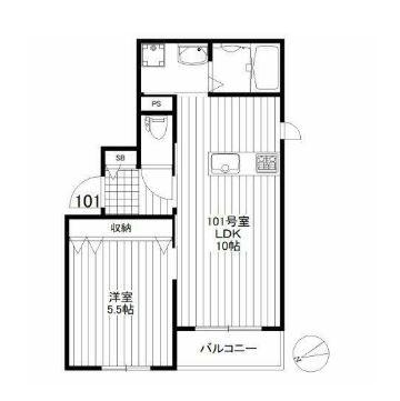 RED WING II(1LDK/1階)の間取り写真