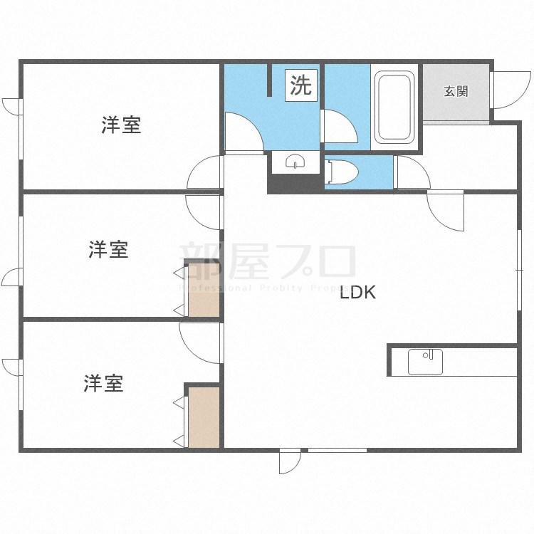 タウンハウス西野参番館(3LDK/3階)の間取り写真