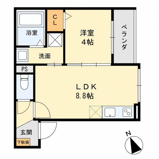 シーサイドヒル西新町(1LDK/1階)の間取り写真