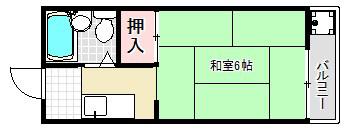 ハイツ苅原(1K/2階)の間取り写真