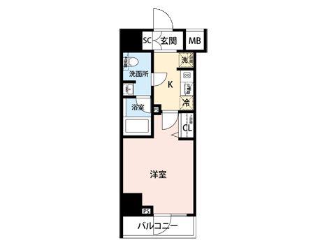 マイナビSTAY芝浦(1K/7階)の間取り写真