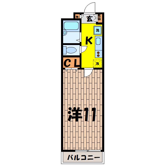 シティテラス籠原(1K/3階)の間取り写真