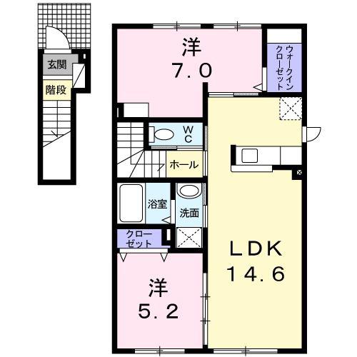 レーガ ブリーズ(2LDK/2階)の間取り写真