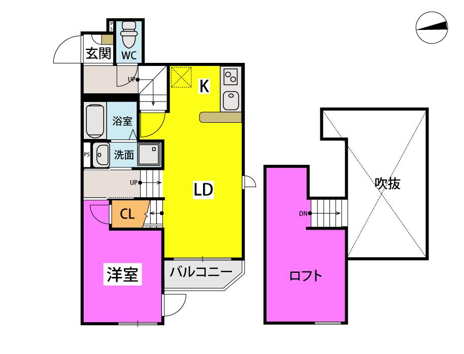 エクシア御井駅(1LDK/2階)の間取り写真
