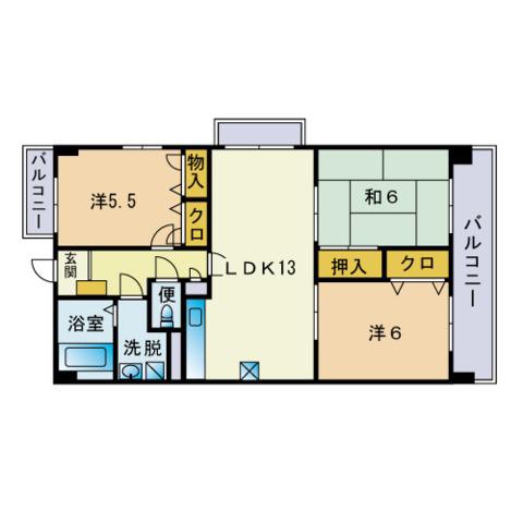 ロングライフⅡ(3LDK/6階)の間取り写真