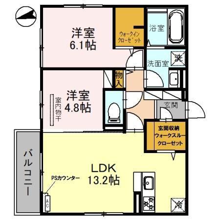 サンクス ウィズダム(2LDK/3階)の間取り写真