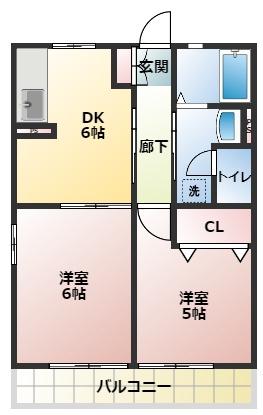 ハイムビーチ(2DK/1階)の間取り写真