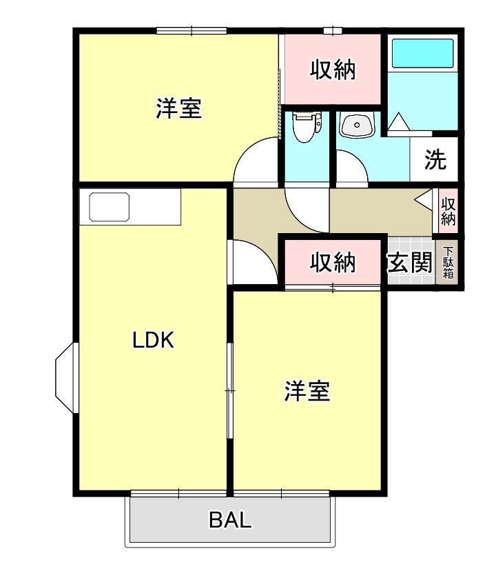 サンガーデン三番館(2LDK/2階)の間取り写真