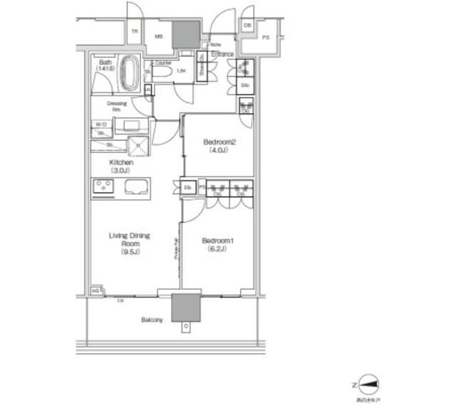 JIYUGAOKA MUSE SQUARE THE RESIDENCE(2LDK/11階)の間取り写真