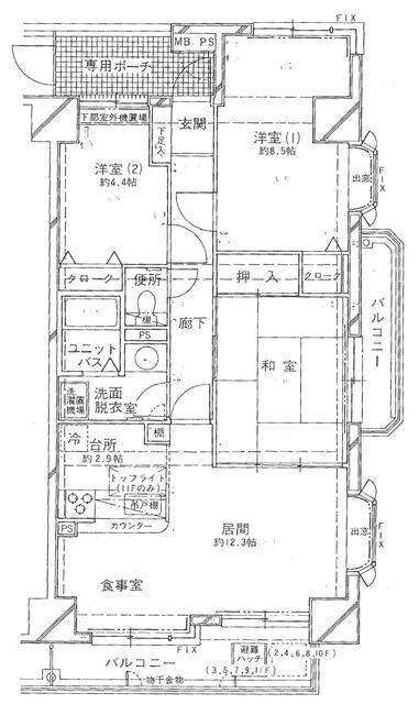 シーサイド片瀬江ノ島(3LDK/5階)の間取り写真
