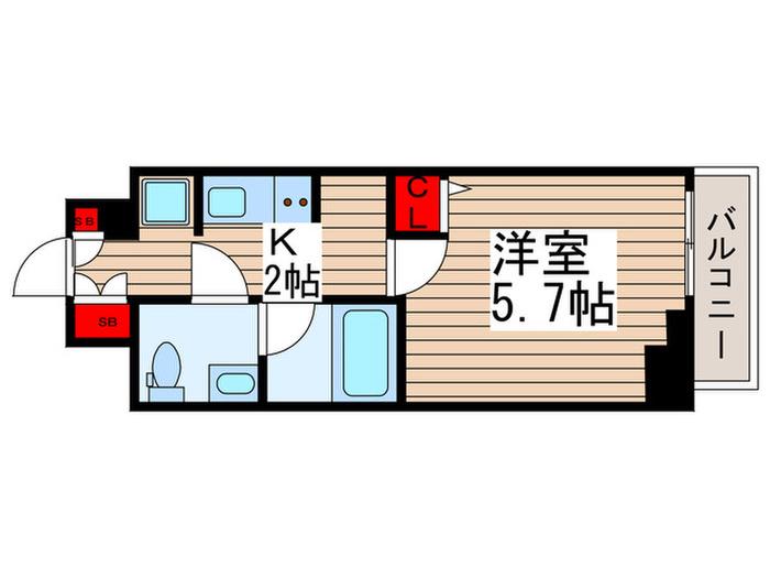 AZEST千住(1K/7階)の間取り写真