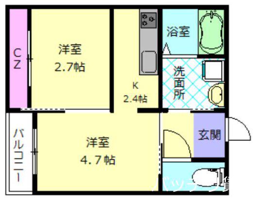 SMILEAX西新AXIS(1DK/1階)の間取り写真