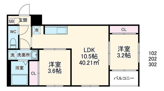 REVIVE古淵(2LDK/2階)の間取り写真