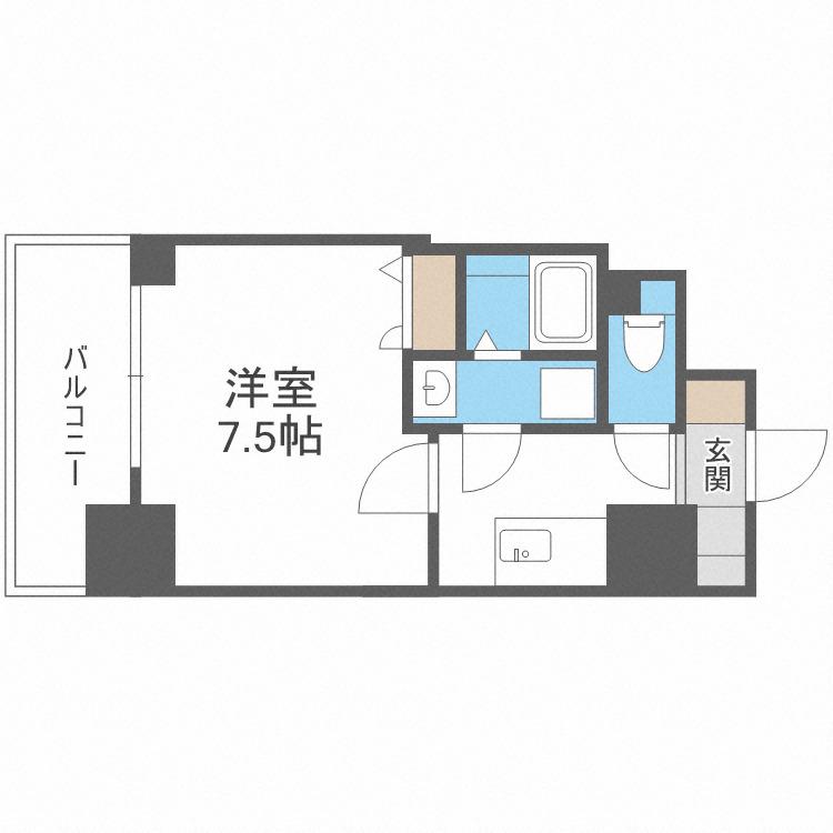 エグゼ難波南VI(1K/8階)の間取り写真