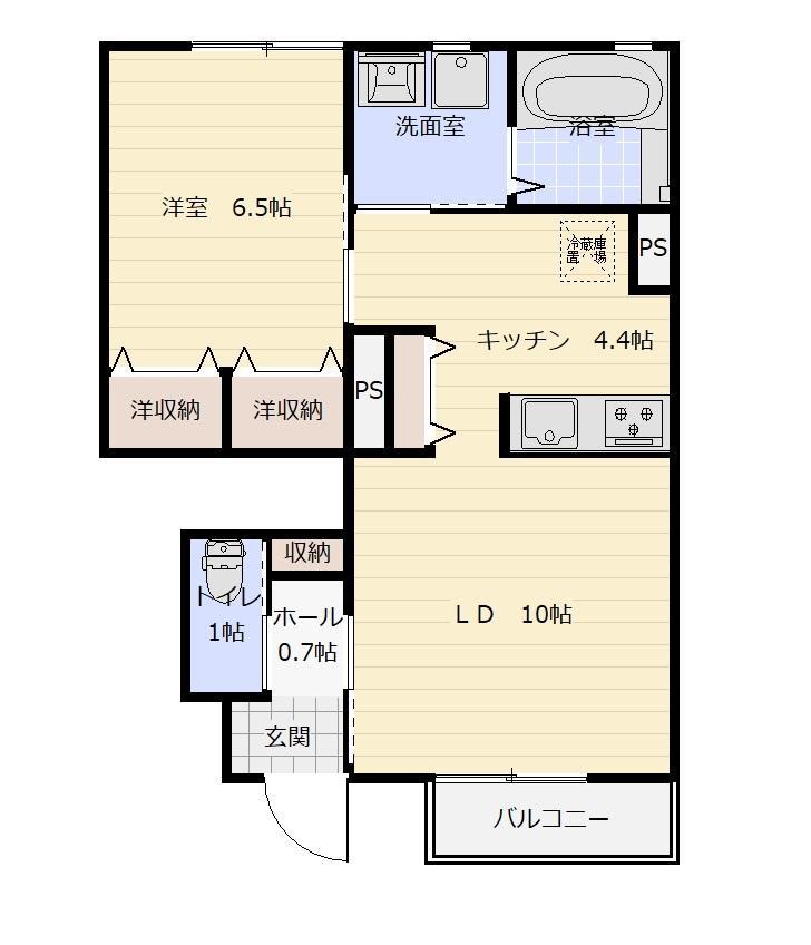 ドレッセ桜(1LDK/1階)の間取り写真