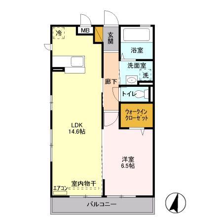 サンボナール北入曽(1LDK/2階)の間取り写真